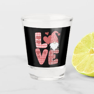 Love Heart Cute Gnome Valentine's Day Shot Glass