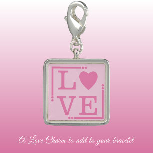 Love heart dark and pale pink charm