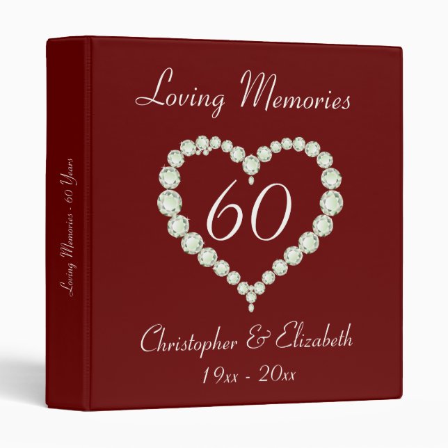 Love Heart Diamond Anniversary Binder (Front/Spine)