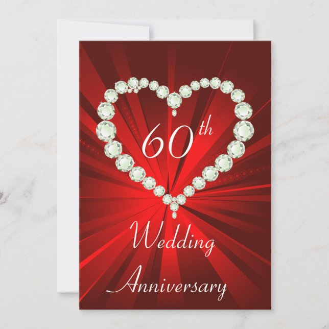 Love Heart Diamond Anniversary Party Invitation (Front)