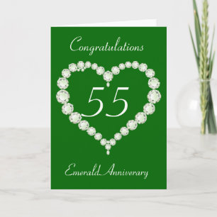 Love Heart Diamond Emerald Anniversary Card