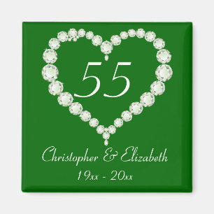 Love Heart Diamond Emerald Anniversary Magnet