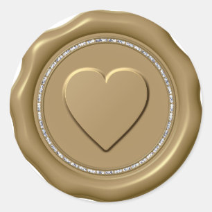 *~* Love  Heart Diamond GOLD Wax Seal Stickers