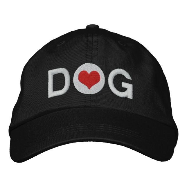 Love Heart Dog Embroidered Hat (Front)