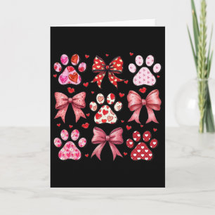 Love Heart Dog Paw Print Coquette Aesthetic Bow Va Card