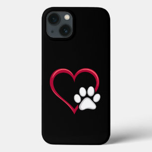 Love Heart Dog Paw Valentine's Day Dog Lover iPhone 13 Case