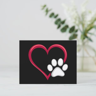 Love Heart Dog Paw Valentine's Day Dog Lover Postcard