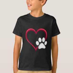 Love Heart Dog Paw Valentine's Day Dog Lover T-Shirt
