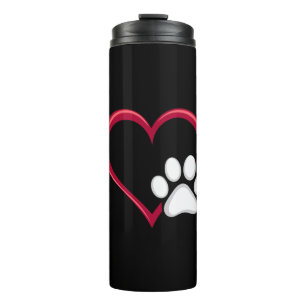 Love Heart Dog Paw Valentine's Day Dog Lover Thermal Tumbler