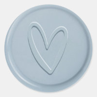 Love Heart Dusty Blue Wax Seal Sticker