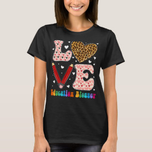 Love Heart Education Blogger Leopard Plaid Valenti T-Shirt