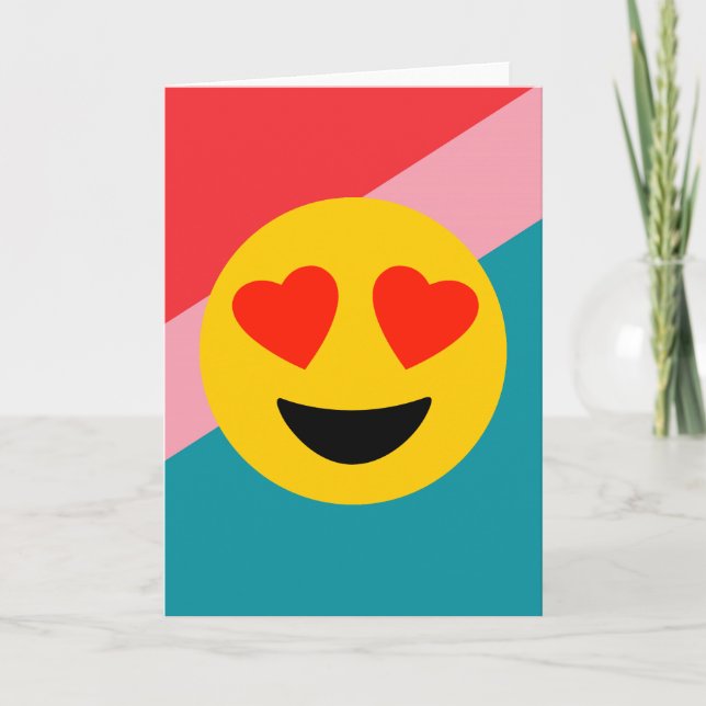 Love Heart Emoji On Stripes Carte de voeux (vide) (Devant)