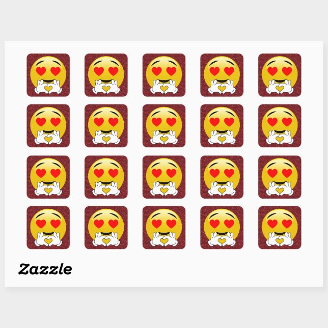 Love Heart Emoji Red Sparkle Stickers | Zazzle