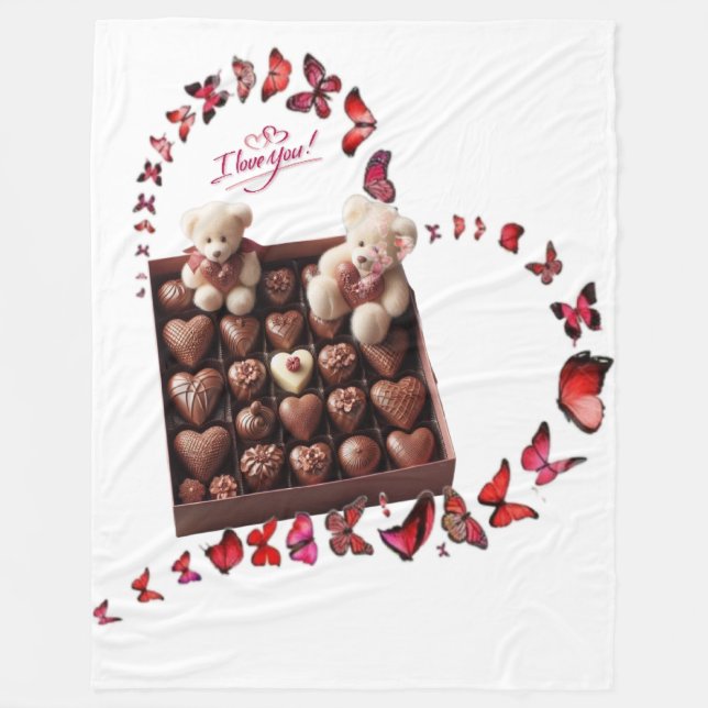 Love Heart  Fleece Blanket (Front)