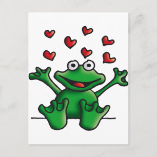 love heart frog postcard