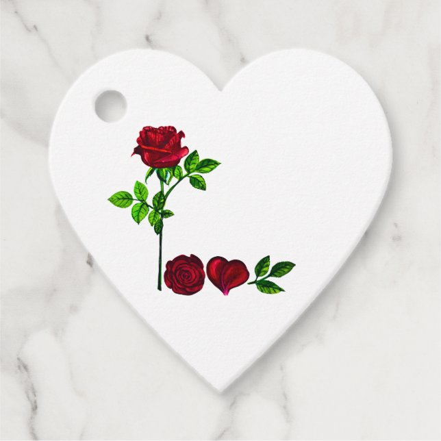 LOVE - Heart Gift Tag – Hand-Painted Rose Design (Front)