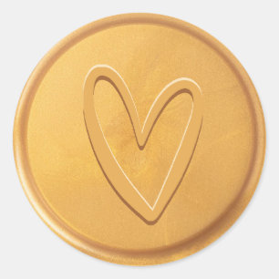 Love Heart Gold Wax Seal Sticker