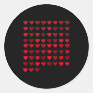 Love Heart Graphic 67 Hearts Pattern 67 Valentines Classic Round Sticker