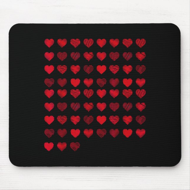 Love Heart Graphic 67 Hearts Pattern 67 Valentines Mouse Pad (Front)