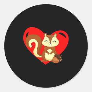 Love Heart Graphic Valentines Day Squirrel Boys K  Classic Round Sticker
