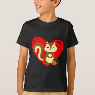 Love Heart Graphic Valentines Day Squirrel Boys K  T-Shirt