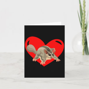 Love Heart Graphic Valentines Day Sugar Glider Bo  Card