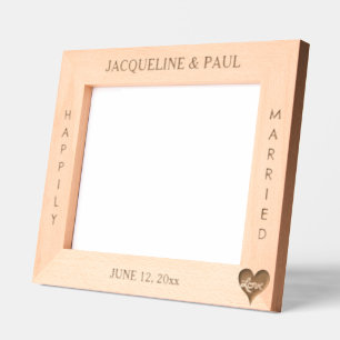 Love Heart Happily Married Names 10 x 8 Photo Etched Frames