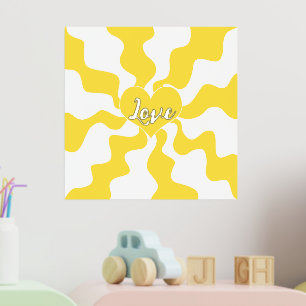 Love Heart - Lemon Yellow and White Foil Prints
