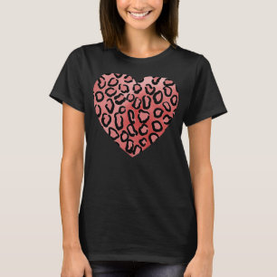 Love Heart Leopard Cheetah Animal Print T-Shirt