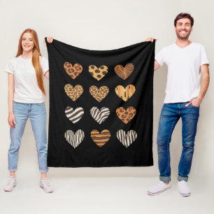 Love Heart Leopard Cute Valentine's Day Fleece Blanket