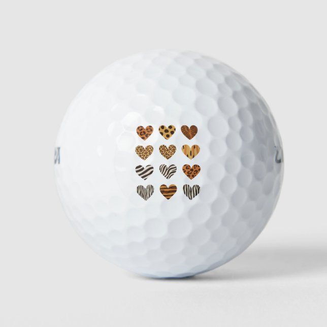 Love Heart Leopard Cute Valentine's Day  Golf Balls (Front)