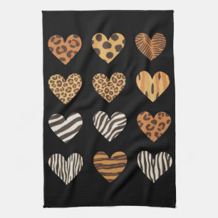 Love Heart Leopard Cute Valentine's Day Kitchen Towel