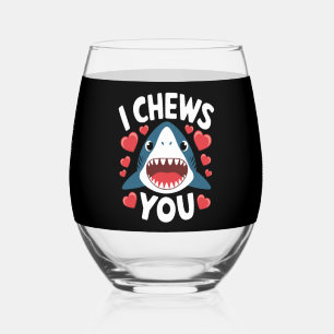 Love Heart Leopard Cute Valentine's Day  Stemless Wine Glass