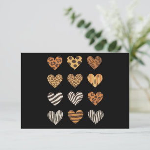 Love Heart Leopard Cute Valentine's Day Thank You Card