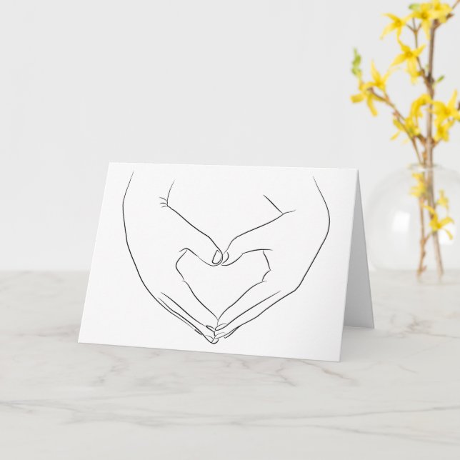 Love Heart Line Drawing Your Words Customizable Card (Yellow Flower)