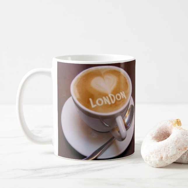 Love Heart London Cappuccino Coffee Mug (Avec donut)