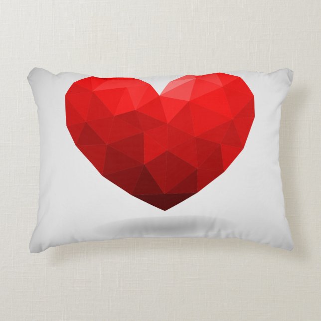 Love heart low poly valentine accent pillow (Front)