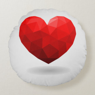 Love heart low poly valentine round pillow