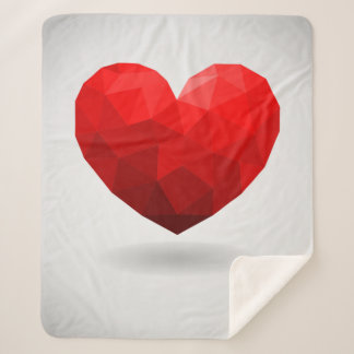 Love heart low poly valentine sherpa blanket