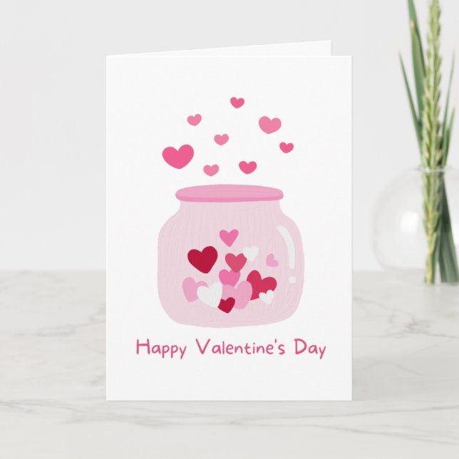 Love Heart Mason Jar Valentine's Day Holiday Card (Front)