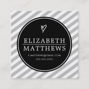 LOVE HEART minimalist personal black pale grey Square Business Card