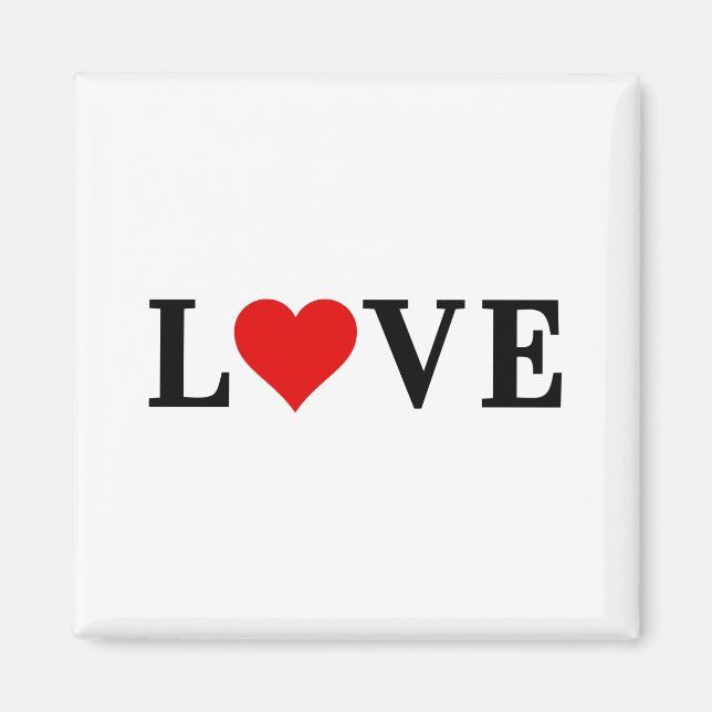 LOVE Heart minimalist simple text based typography Magnet (Front)