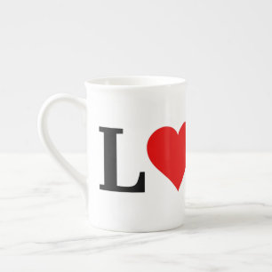 LOVE, Heart, minimalist, text based, typography Bone China Mug