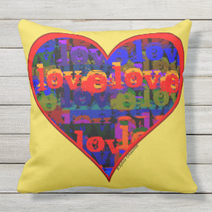 Love Heart Modern Romantic Pop Art Graffiti Style Outdoor Pillow