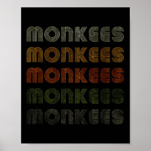 Love Heart Monkees Tee Grunge Vintage Style Black  Poster