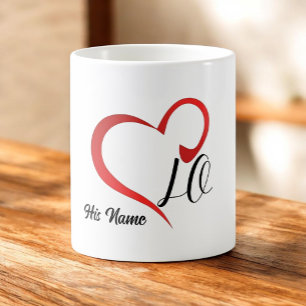 Love Heart Monogram Custom Names 2 Coffee Mug