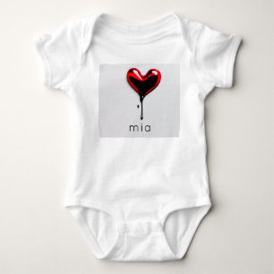 love heart monogram name simple modern minimal baby bodysuit