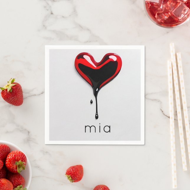 love heart name simple modern minimal custom  napkin (Insitu)