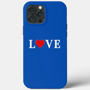 LOVE Heart Navy Blue Retro Classic iPhone 13 Pro Max Case