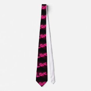 love heart neon hot pink black mens tie